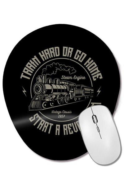 BASKI DÜNYASI Steam Engine Train Mouse Pad oval cu suport dur pentru încheiet...