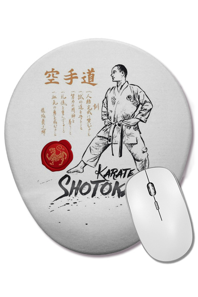 BASKI DÜNYASI Mouse Pad oval Karate Shotokan Dojo Kun cu suport pentru încheietura mâinii