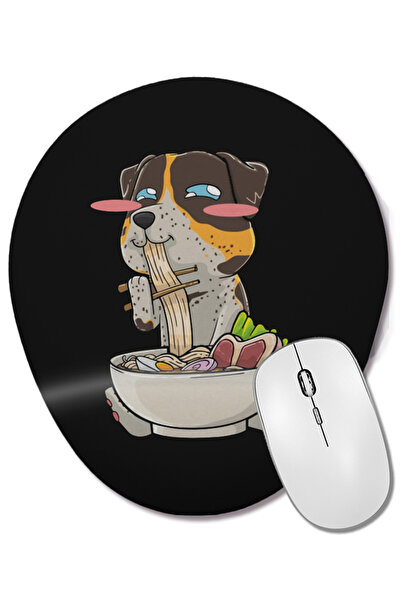 BASKI DÜNYASI Mouse Pad oval Catahoula Ramen Kawaii cu suport pentru încheiet...