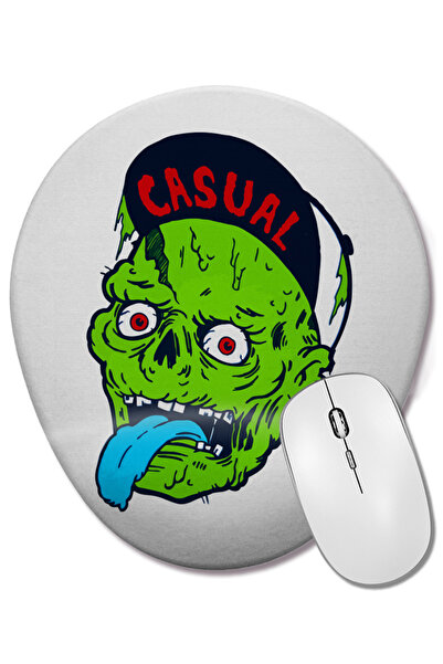 BASKI DÜNYASI Mouse Pad oval Zumbi Casual cu suport pentru încheietura mâinii