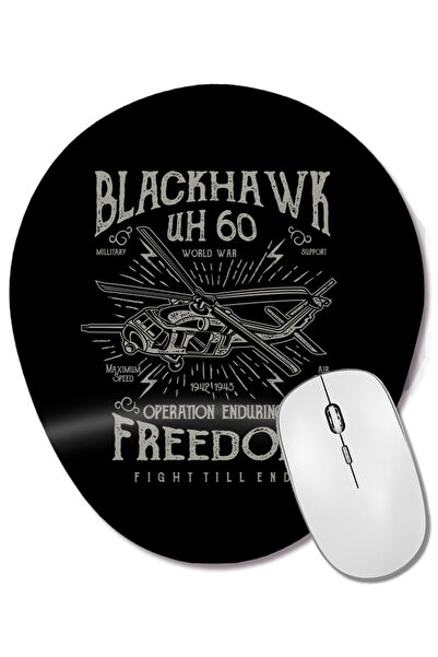 BASKI DÜNYASI Mouse Pad oval Fun Cool Vintage Blackhawk Freedom cu suport pentru încheietura mâinii