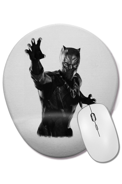BASKI DÜNYASI Black Panther Pantera Negra 04 Mouse Pad oval cu suport pentru ...