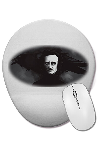 BASKI DÜNYASI Mouse Pad oval Edgar Allan Poe cu suport pentru încheietura mâinii