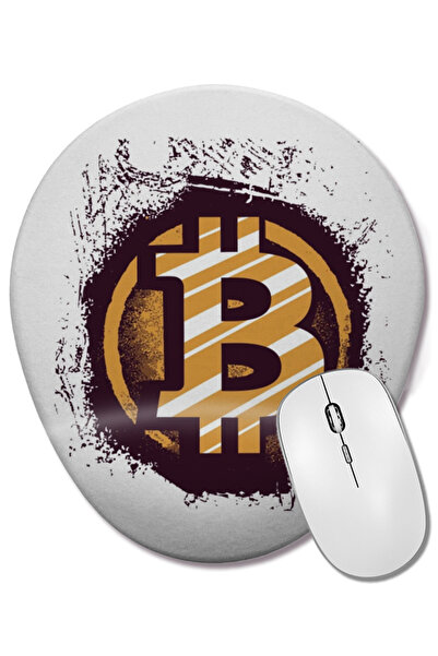 BASKI DÜNYASI Bitcoin Present I Krypto Money Corrupt Money 03 Mouse Pad oval ...