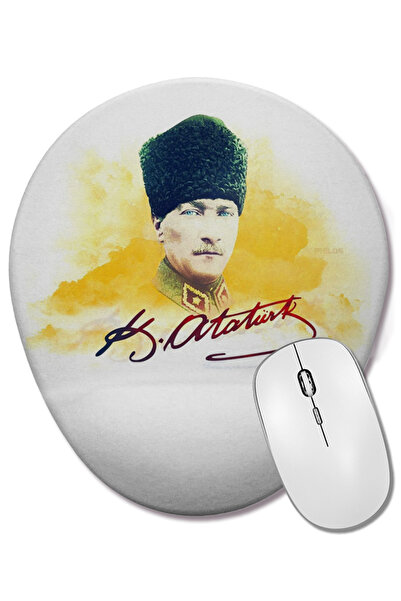 BASKI DÜNYASI Mouse Pad oval Mustafa Kemal Atatürk 08 cu suport pentru închei...