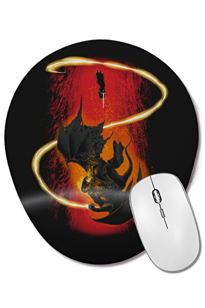 BASKI DÜNYASI Gandalf, vrăjitorul vs demonul, mouse pad oval cu suport pentru încheietura mâinii