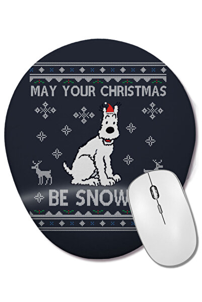 BASKI DÜNYASI Тинтин Нека Коледа ти бъде снежна Плетена подложка за мишка с п...