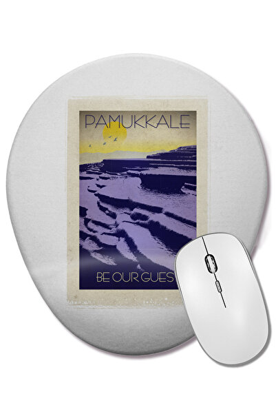BASKI DÜNYASI Mouse Pad oval Pamukkale cu suport pentru încheietura mâinii