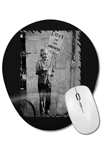BASKI DÜNYASI Albert Einstein Love Mouse Pad oval cu suport pentru încheietura mâinii