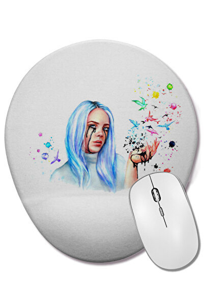 BASKI DÜNYASI Billie Eilish 06 Mouse Pad oval cu suport pentru încheietura mâ...
