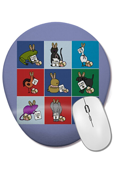 BASKI DÜNYASI Animale drăguțe cu ouă de Paște spun Happy Easter Mouse Pad ova...