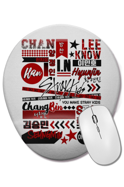 BASKI DÜNYASI Οβάλ ποντίκι ποντικοπολιτείας με στήριγμα καρπού Stray Kids K Pop