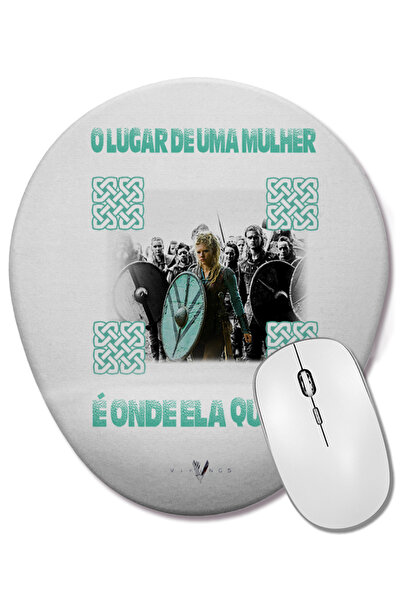 BASKI DÜNYASI Mouse Pad oval Vikings Lagertha cu suport pentru încheietura mâ...