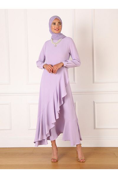 Refka Refka Aerobin Hijab Dress - Lilac with Flywheel Detail and Belted