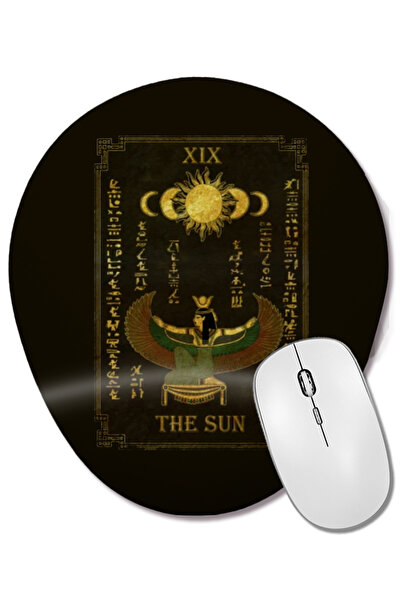 BASKI DÜNYASI Tarot "Soarele" Zeița Isis Versiunea Neagră 01 Mouse Pad oval c...