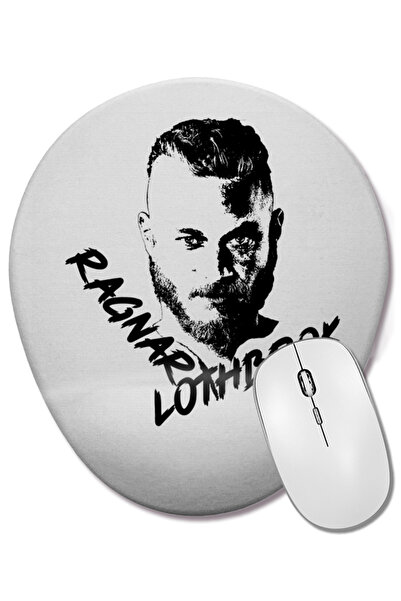 BASKI DÜNYASI Mouse Pad oval Ragnar Lothbrok cu suport pentru încheietura mâinii