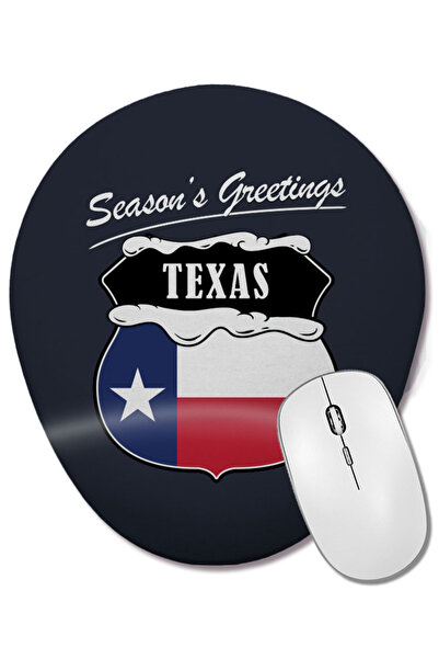BASKI DÜNYASI Seasons Greetings Texas Christmas Mouse Pad oval cu suport pent...
