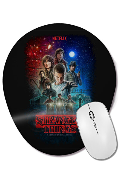 BASKI DÜNYASI Stranger Things Netflix Mouse Pad oval cu suport pentru încheietura mâinii