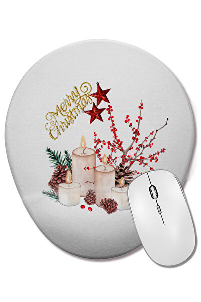 BASKI DÜNYASI Πρωτοχρονιάτικο κεντητό λαμπάκι με θέμα το Χριστούγεννα, οβάλ π...