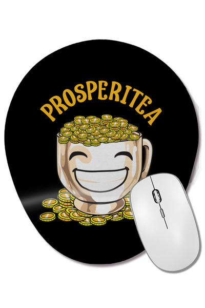 BASKI DÜNYASI Funny Prosperitea Prosperity Tea Pun Gold Coins Mouse Pad oval ...