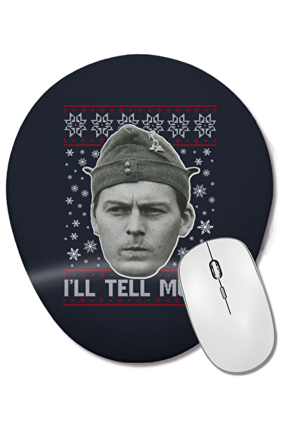BASKI DÜNYASI Dads Army Pike Tell Mum Christmas Knit Pattern Mouse Pad oval c...