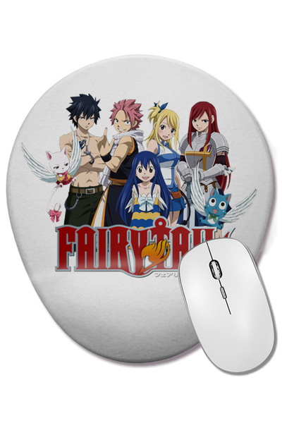 BASKI DÜNYASI Mouse Pad oval Fairy Tail Anime Erza Scarlet Happy Lisanna Stra...