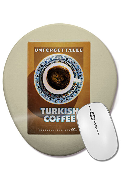 BASKI DÜNYASI Mouse Pad oval cu suport pentru încheietura mâinii, cafea turce...