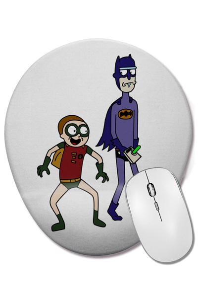 BASKI DÜNYASI Mouse Pad oval BatRick și Robin Morty cu suport pentru încheiet...