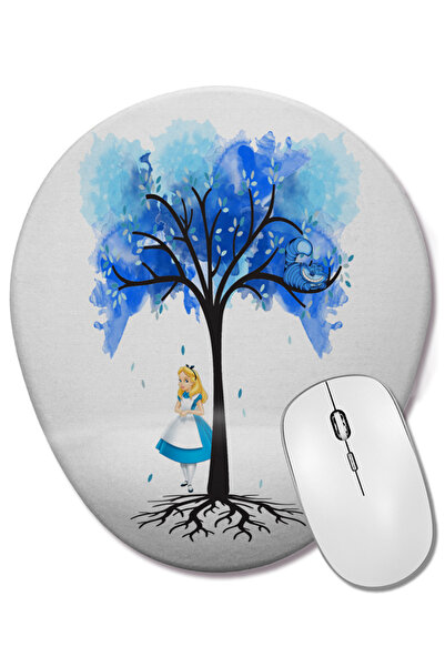 BASKI DÜNYASI Mouse Pad oval Alice no Pais das Maravilhas cu suport pentru încheietura mâinii