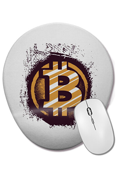 BASKI DÜNYASI Mouse Pad oval Bitcoin 01 cu suport pentru încheietura mâinii
