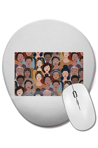 BASKI DÜNYASI Mouse Pad oval pentru femei din lume cu suport pentru încheietu...