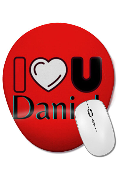 BASKI DÜNYASI Daniel Name Custom Design Gift Baby-Gift For Him Mouse Pad oval cu suport pentru încheietura mâinii