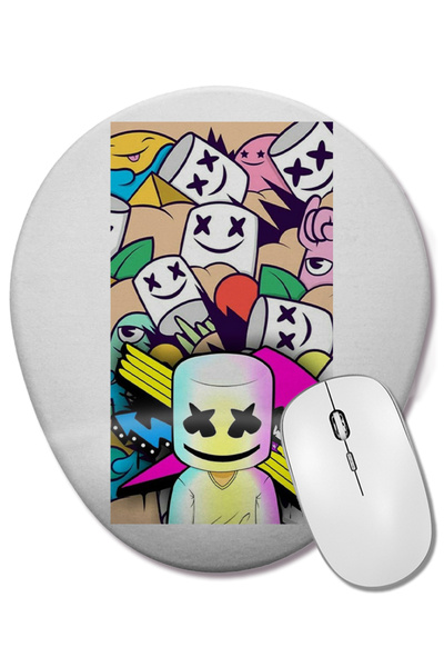 BASKI DÜNYASI Mouse Pad oval Marsmello cu suport pentru încheietura mâinii