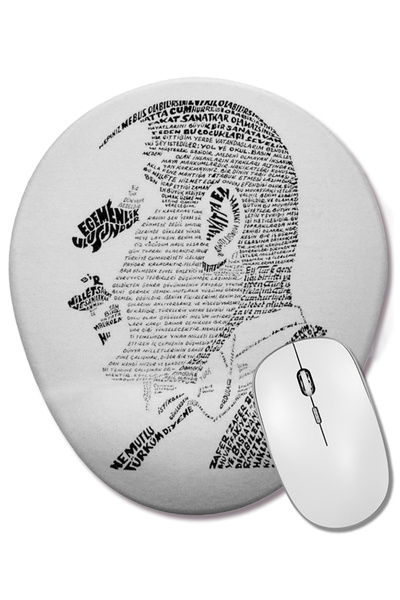 BASKI DÜNYASI Mouse Pad oval Ataturk cu suport pentru încheietura mâinii