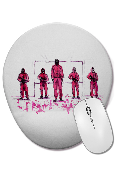 BASKI DÜNYASI Οβάλ ποντίκι ποντικιού με ροζ στρατιωτικά στοιχεία του παιχνιδι...