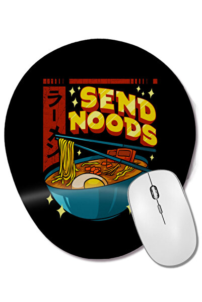 BASKI DÜNYASI Funny Send Noods Pun Anime Gamer Ramen Kawaii Mouse Pad oval cu...