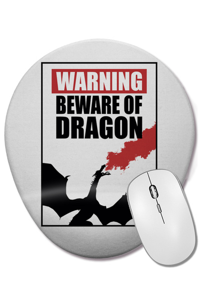 BASKI DÜNYASI Mouse Pad oval Cuidado Dragao Feroz cu suport pentru încheietura mâinii