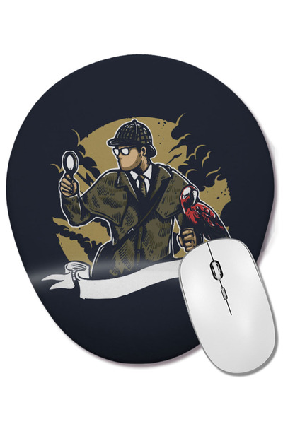 BASKI DÜNYASI Mouse Pad oval Sherlock Holmes cu lupă și suport pentru încheie...