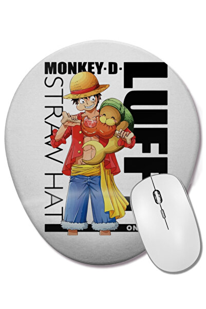 BASKI DÜNYASI Mouse Pad oval cu suport pentru încheietura mâinii Monkey D Luffy Straw Hat Kungfu Seal