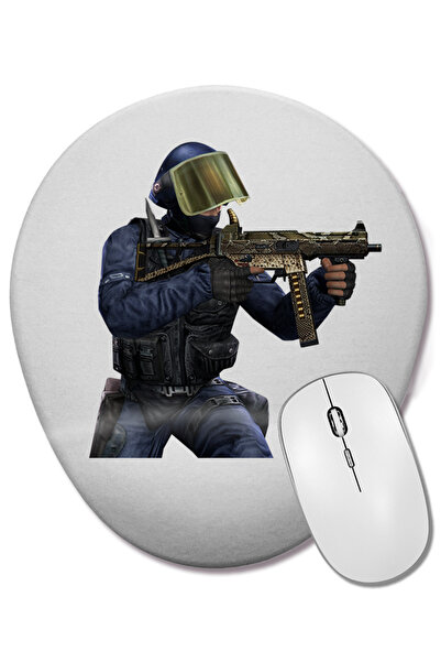 BASKI DÜNYASI Csgo Counter Strike 02 Mouse Pad oval cu suport pentru încheiet...