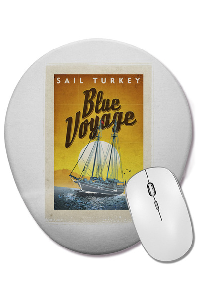 BASKI DÜNYASI Mouse Pad oval Blue Journey cu suport pentru încheietura mâinii