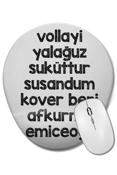 BASKI DÜNYASI Mouse Pad oval cu suport pentru încheietura mâinii, cu citate ale Mării Negre, Afkurma Emiceoğli