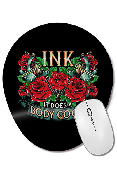 BASKI DÜNYASI Funny Ink It Does A Body Good Tattoo Artist Pun Mouse Pad oval cu suport pentru încheietura mâinii