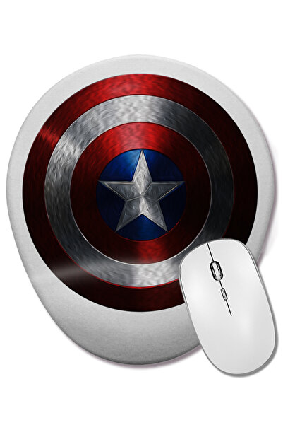 BASKI DÜNYASI Mouse Pad oval Captain America cu suport pentru încheietura mâinii