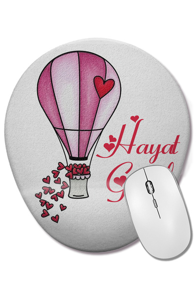 BASKI DÜNYASI Life is Beautiful Овална подложка за мишка с опора за китката