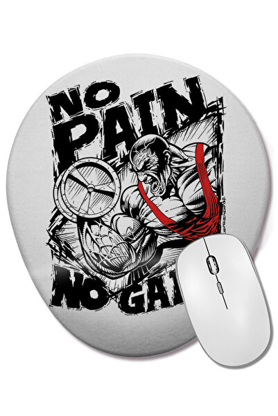 BASKI DÜNYASI Mouse Pad oval cu suport pentru încheietura mâinii No Pain No Gain