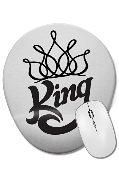 BASKI DÜNYASI Mouse Pad oval King Branca Masculina și Feminina cu suport pent...