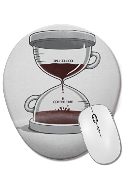 BASKI DÜNYASI Mouse Pad oval Coffee Time cu suport pentru încheietura mâinii