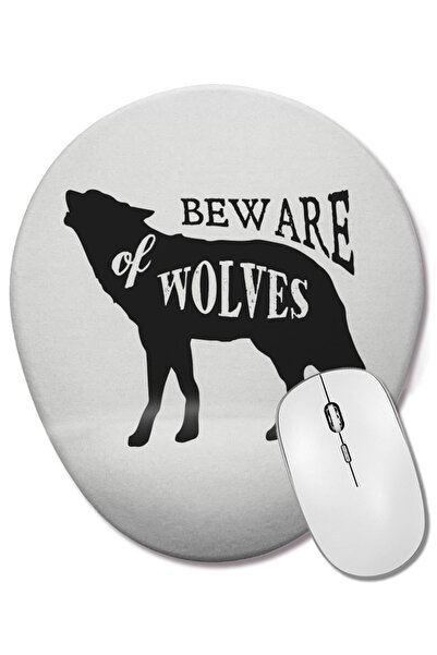 BASKI DÜNYASI Mouse Pad oval retro cu animale, lup, precauție față de lupii, ...