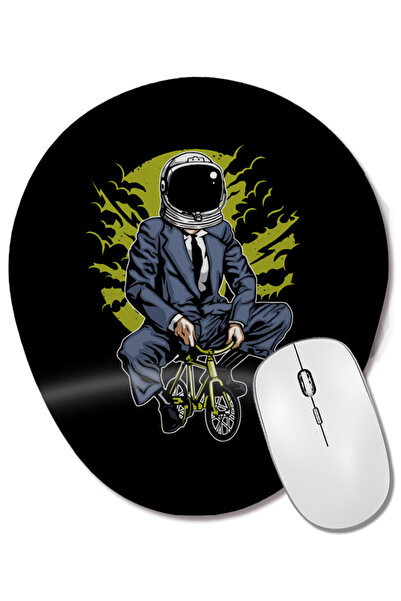 BASKI DÜNYASI Mouse Pad oval Astronaut Fun Cool Bike To The Moon cu suport pe...